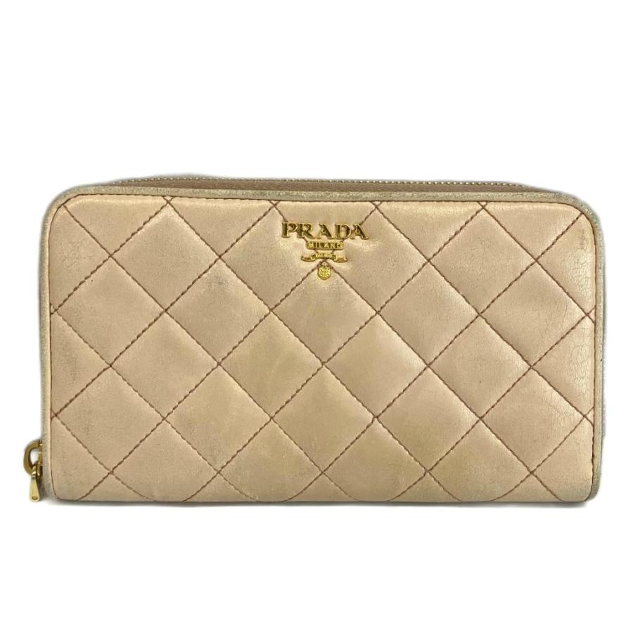 PRADA（プラダ） 長財布 レザー キルティング ラウンドファスナー ロゴ