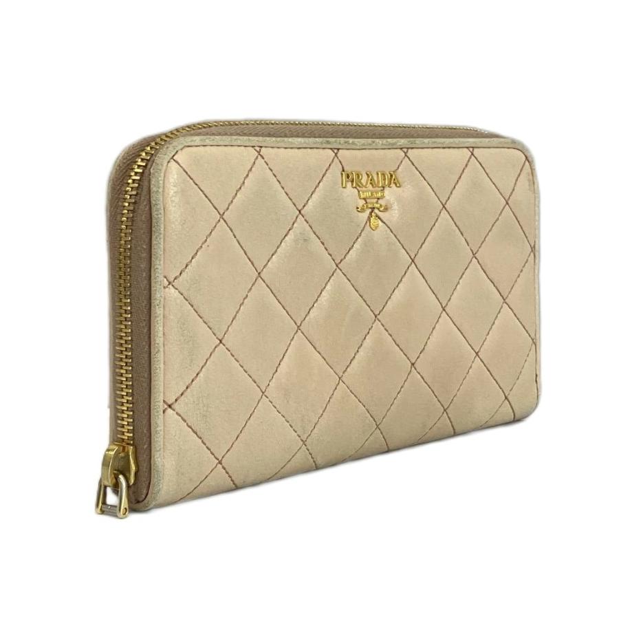 PRADA（プラダ） 長財布 レザー キルティング ラウンドファスナー ロゴ