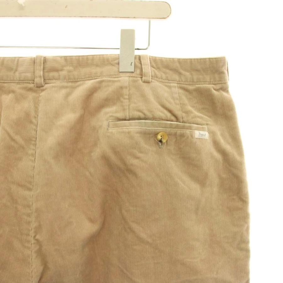 パパス Papas 細畝 コーデュロイ ワイド パンツ 2タック XX ベージュ