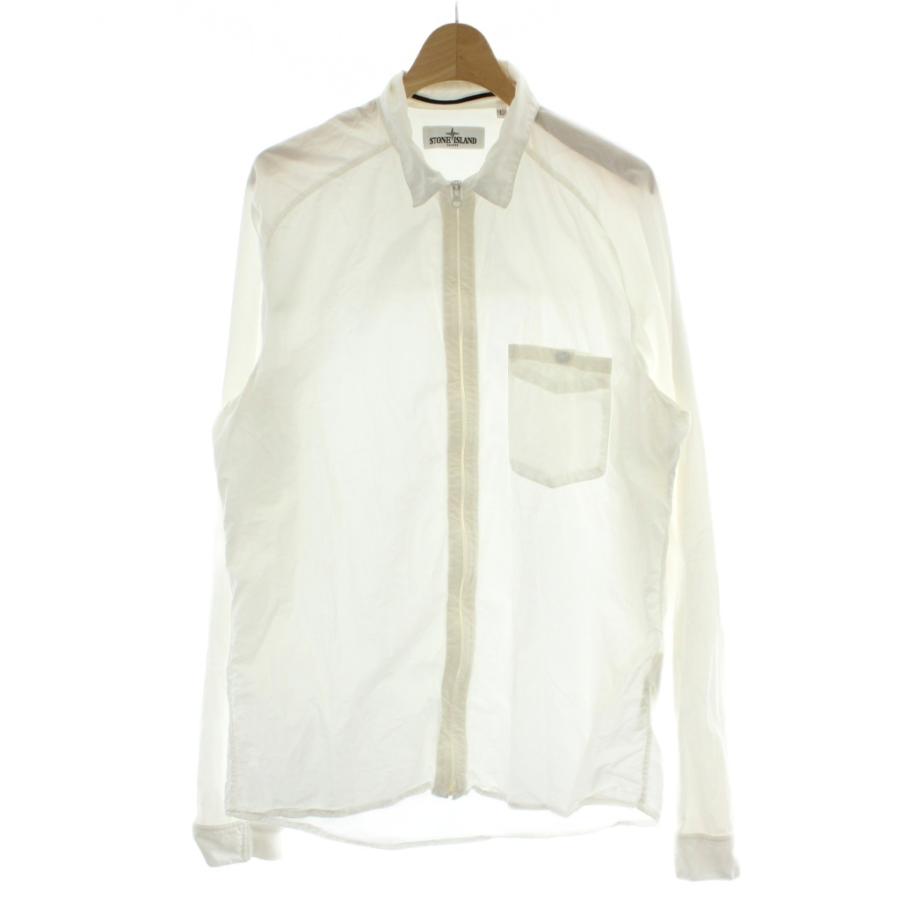 ストーンアイランド STONE ISLAND コットンジップアップシャツ L 白 