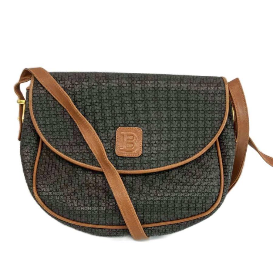 Bally（バリー） ショルダーバッグ PVC レザー ロゴ 総柄 黒 ブラック