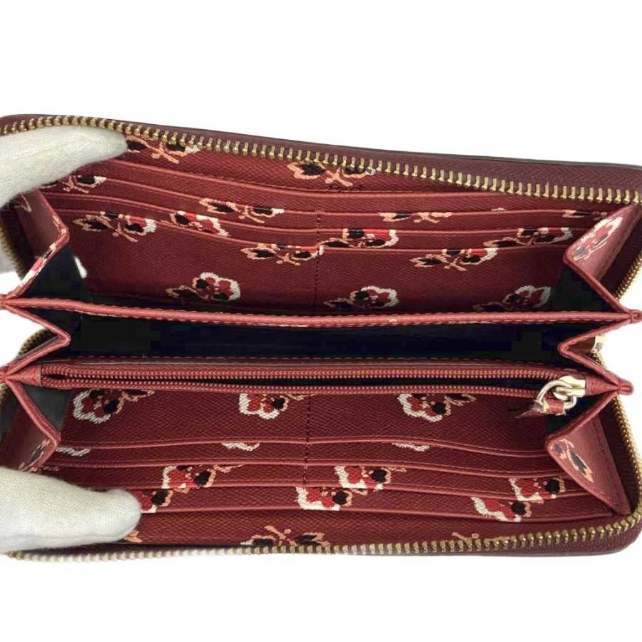 COACH（コーチ） 長財布 レザー ラウンドファスナー 内側花柄 ロゴ