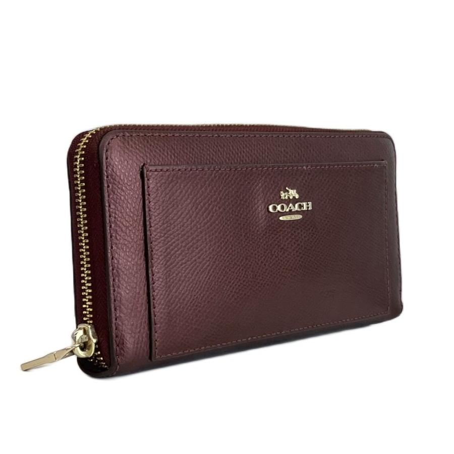 COACH（コーチ） 長財布 レザー ラウンドファスナー 内側花柄 ロゴ 