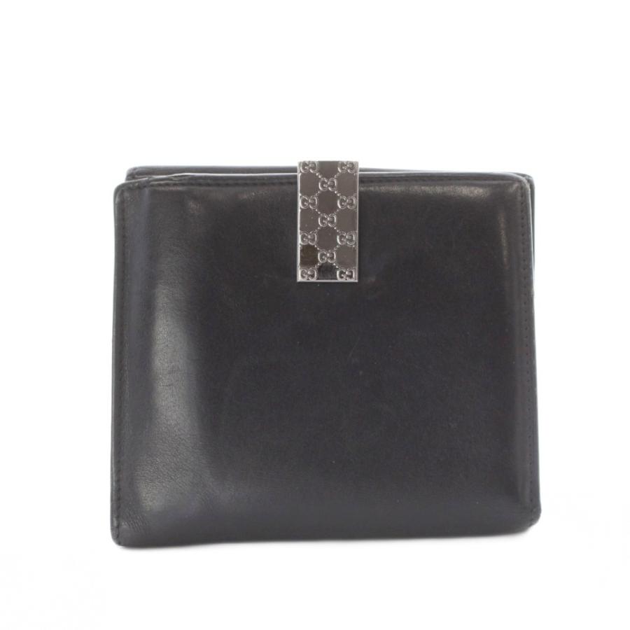 GUCCI（グッチ） 財布 二つ折り レザー 本革 黒 ブラック ロゴ金具