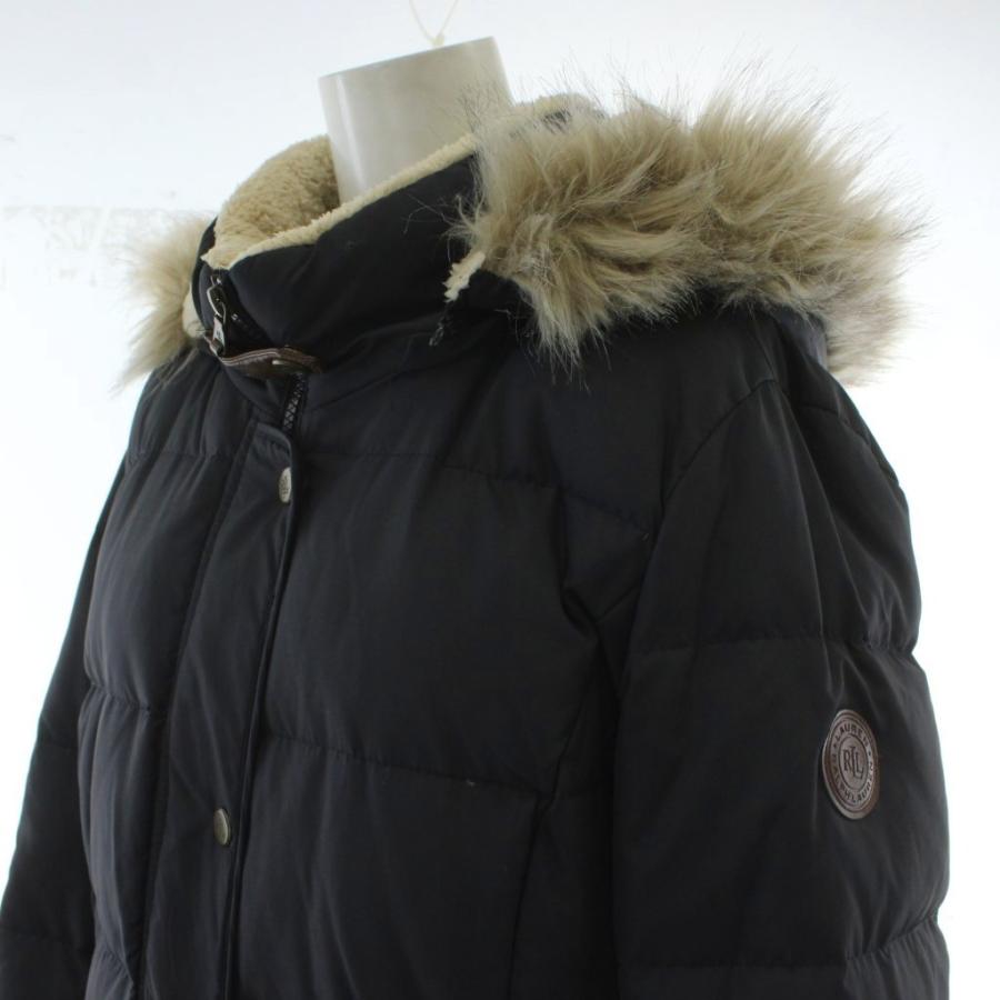 【美品】ローレンラルフローレン ファーダウンコート ゴールド金具 ネイビー ローレンラルフローレン LAUREN RALPH ダウンコート M 紺 ネイビー