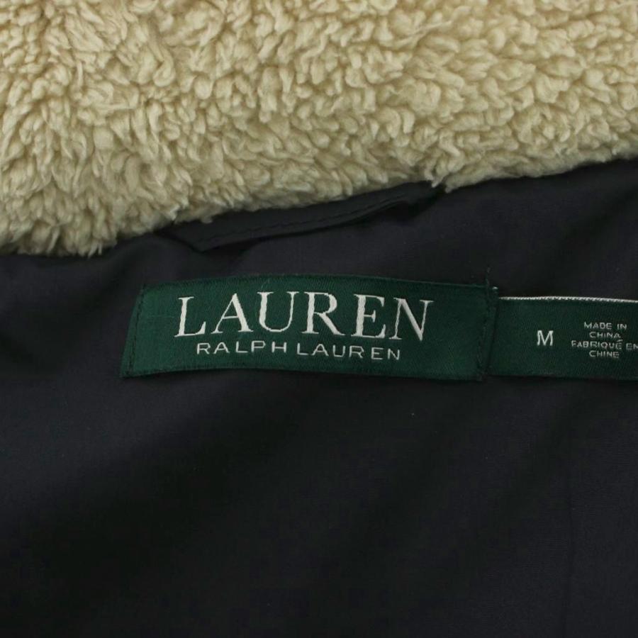 美品✨ローレンラルフローレン ボアダウンコート　ロゴ 2way ファー ネイビー ローレンラルフローレン LAUREN RALPH ダウンコート M 紺 ネイビー