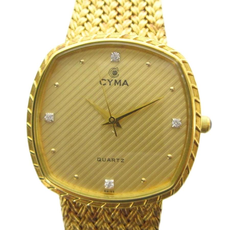 未使用級　CYMA シーマ　クォーツ 腕時計 ゴールド レディース　稼働品 シーマ CYMA 604SP 腕時計 ウォッチ クォーツ ロゴ ラインストーン