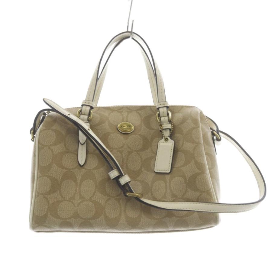 美品 正規品 コーチ COACH ハンドバッグ ベージュ シグネチャー PVC COACH（コーチ） COACH PVC シグネチャー レザー ハンドバッグ 2way