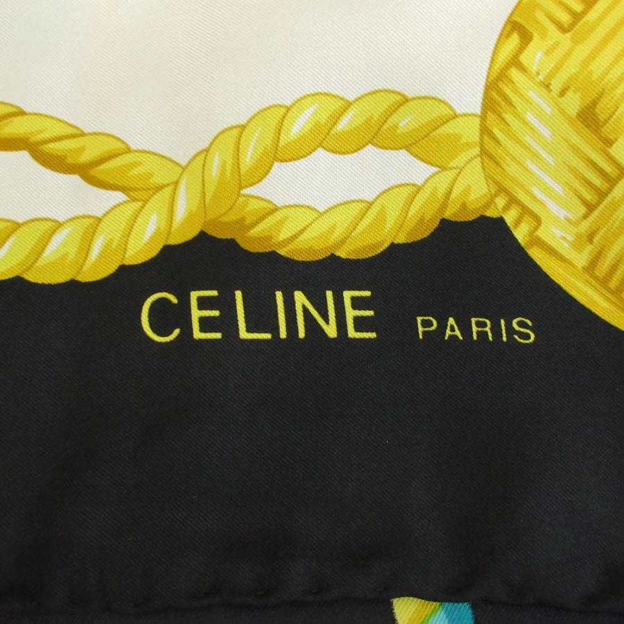 CELINE（セリーヌ） スカーフ 大判 絹 シルク タッセル ロープ 総柄