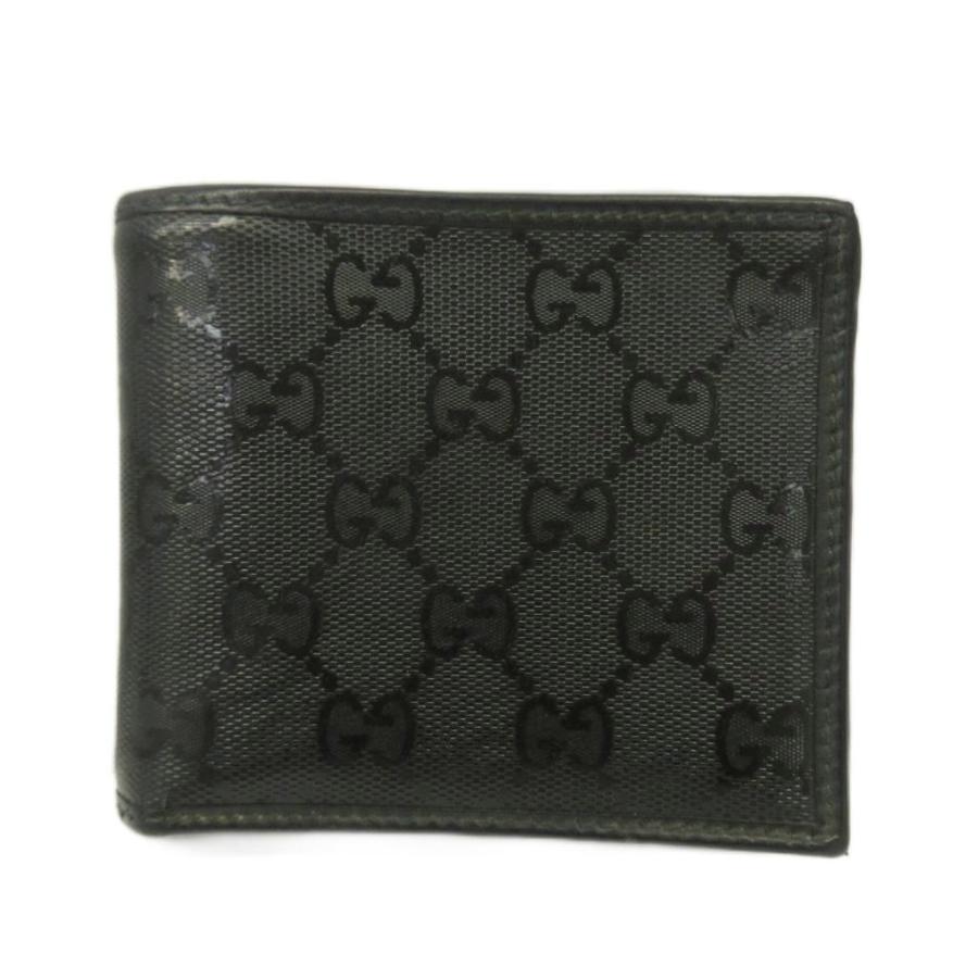 【美品】Gucci インプリメ　二つ折り財布 ブラック GUCCI（グッチ） GUCCI GGインプリメ 財布 二つ折り PVC レザー 総柄