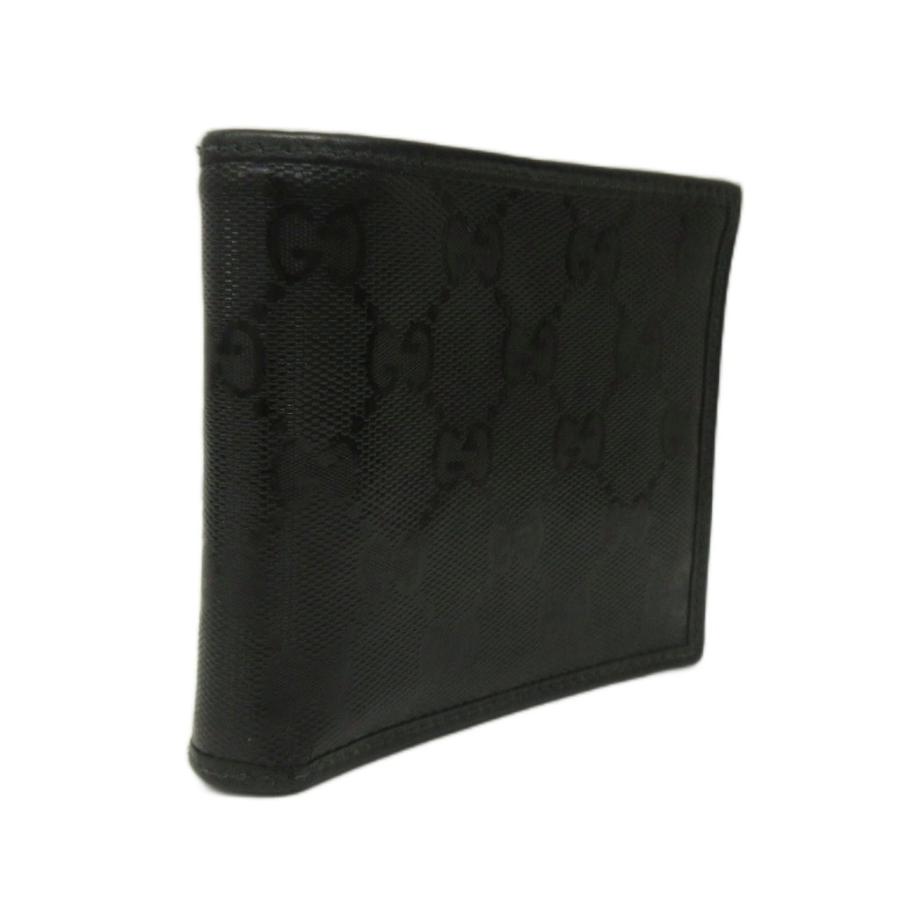 GUCCI PVC 二つ折り財布 インプリメ 黒 GG柄 小銭入れ 黒 GUCCI（グッチ） GUCCI GGインプリメ 財布 二つ折り PVC レザー 総柄