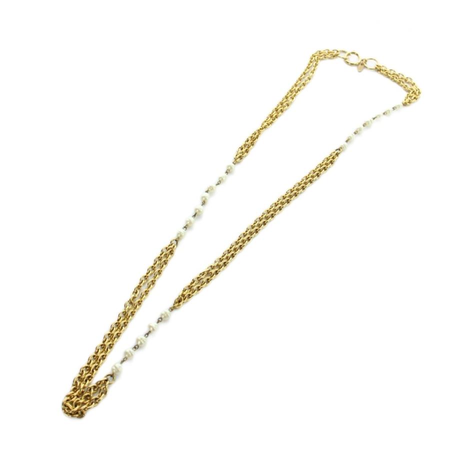 CHANEL 二重パールネックレス ロゴチャーム付き CHANEL（シャネル） ロングネックレス アクセサリー 2連 ロゴ パール