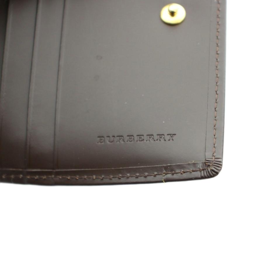 バーバリー 二つ折り財布 ウォレット ロゴ レザー がま口 茶 ブラウン BURBERRY（バーバリー） 二つ折り財布 ウォレット ロゴ レザー がま口