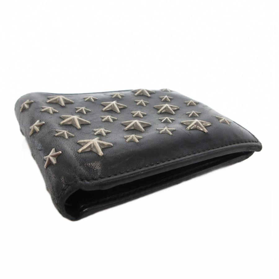 ジミーチュウ 二つ折り財布 ウォレット 小銭入れあり スタースタッズ レザー 黒 ジミーチュウ JIMMY CHOO 二つ折り財布 ウォレット 小銭入れあり