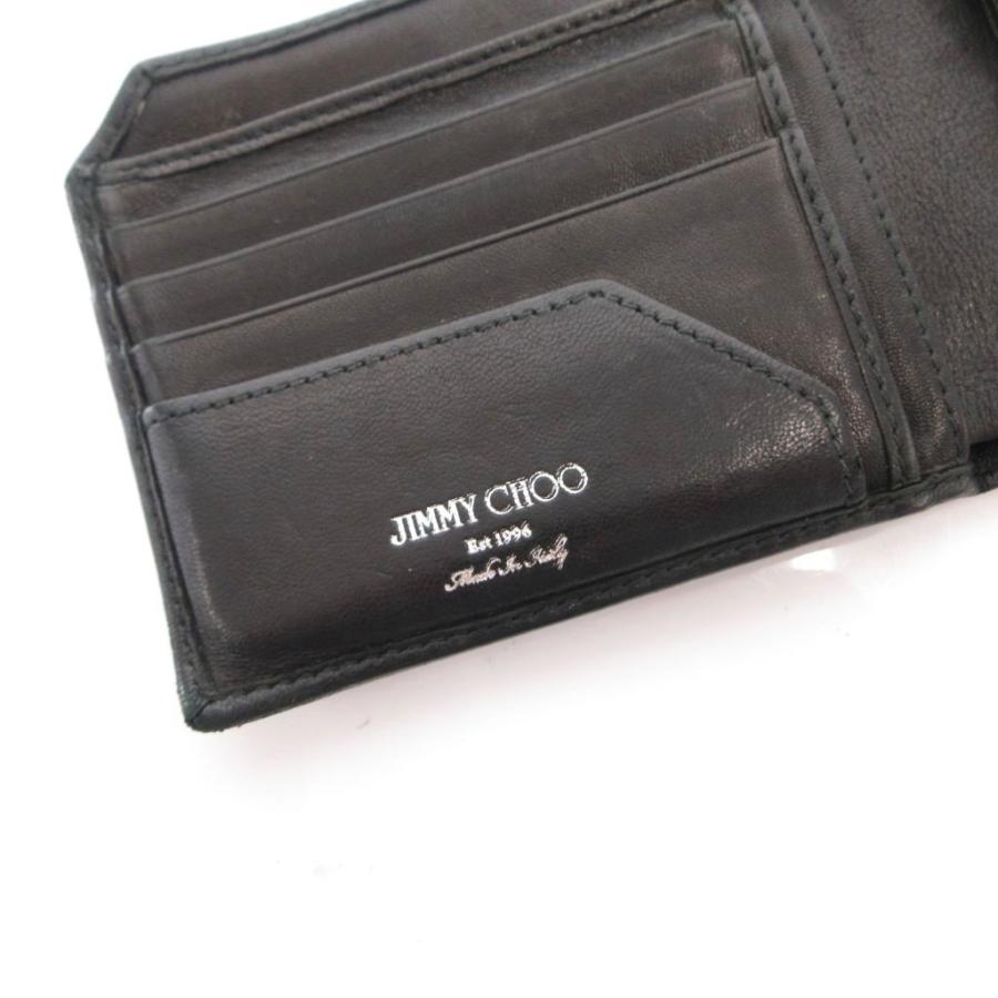 ジミーチュウ 二つ折り財布 ウォレット 小銭入れあり スタースタッズ レザー 黒 ジミーチュウ JIMMY CHOO 二つ折り財布 ウォレット 小銭入れあり