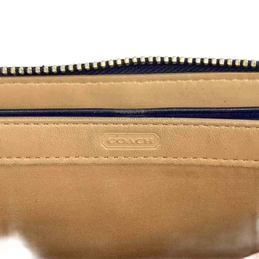 COACH（コーチ） 長財布 レザー ラウンドファスナー 編み込み ロゴ