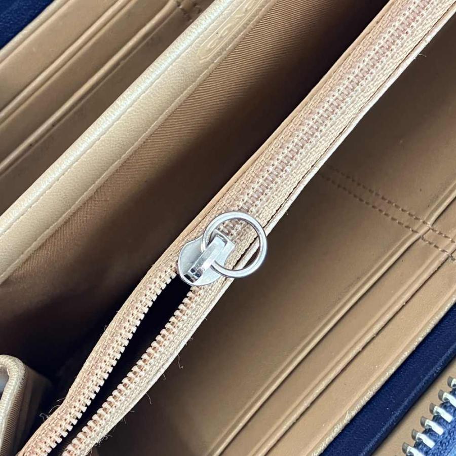 COACH（コーチ） 長財布 レザー ラウンドファスナー 編み込み ロゴ