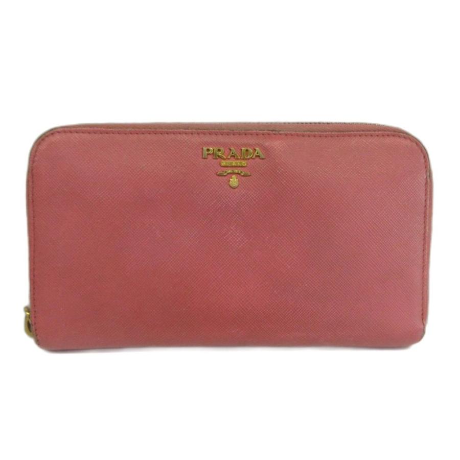 PRADA（プラダ） 長財布 レザー ラウンドファスナー ロゴ ゴールド金具