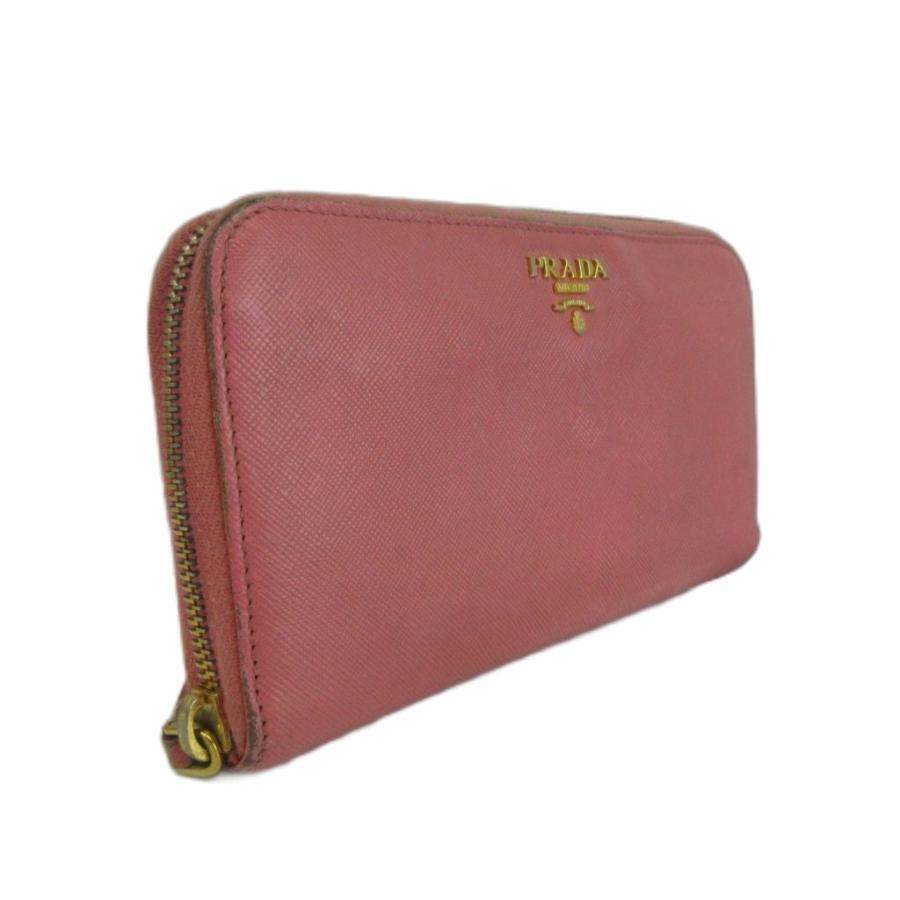 PRADA（プラダ） 長財布 レザー ラウンドファスナー ロゴ ゴールド金具