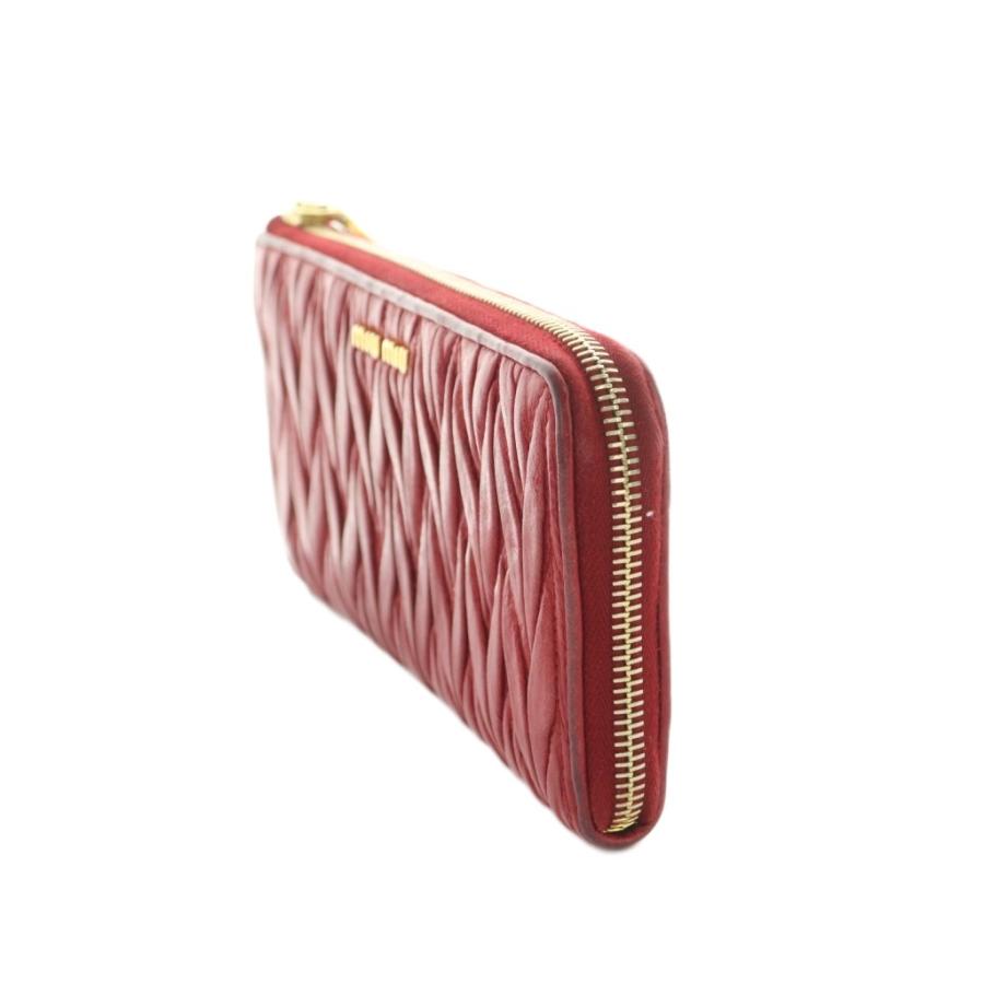ミュウミュウ 長財布 L字ファスナー 小銭入れ マテラッセレザー 赤 miu miu（ミュウミュウ） 長財布 L字ファスナー 小銭入れ マテラッセ