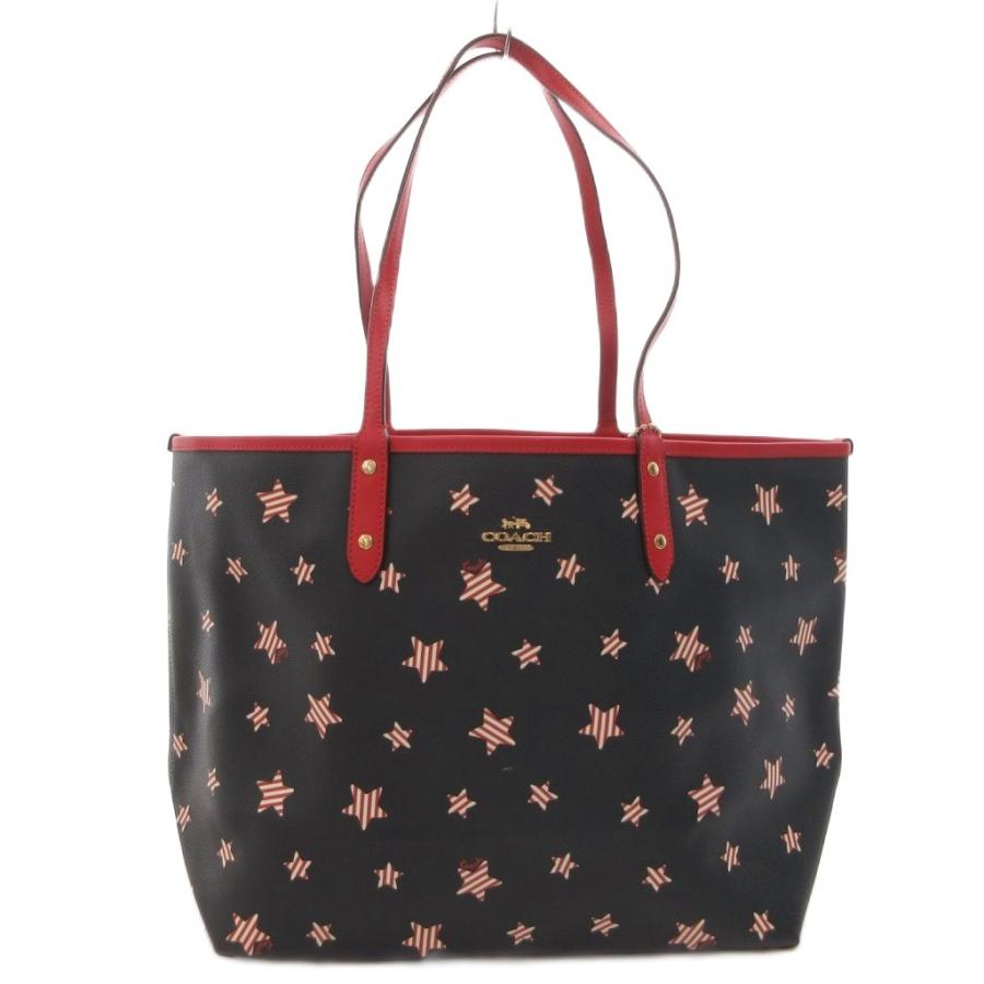 COACH（コーチ） トートバッグ 手提げ 肩掛け PVC レザー ロゴ 星 総柄