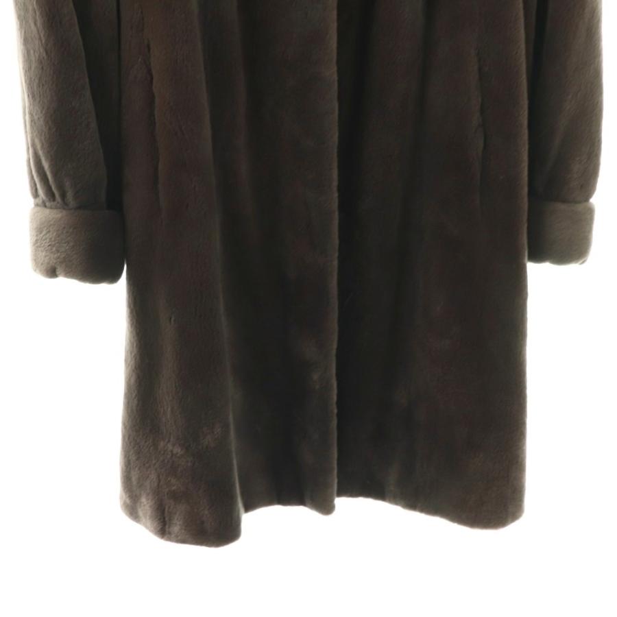 FUR FLASH シェアードミンク ファー コート 毛皮 ダークブラウン /ES