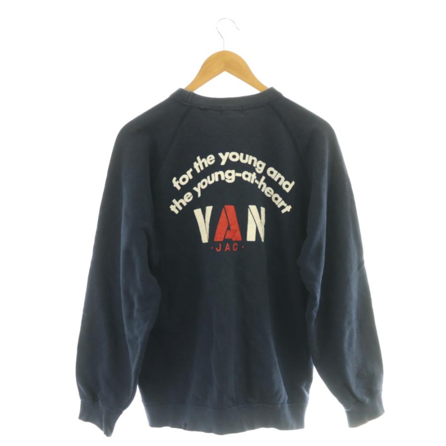 未使用　VAN JAC ネイビー トレーナー　新品　紺 ヴァン vanトレーナー L 紺 ネイビー ラウンドネック ロゴプリント /AZ