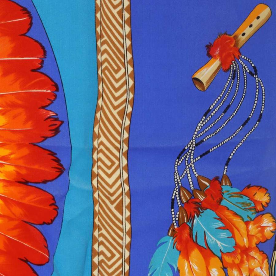 エルメス　スカーフ　ブラジル HERMES（エルメス） HERMES BRAZIL ブラジル スカーフ 総柄 青 ブルー