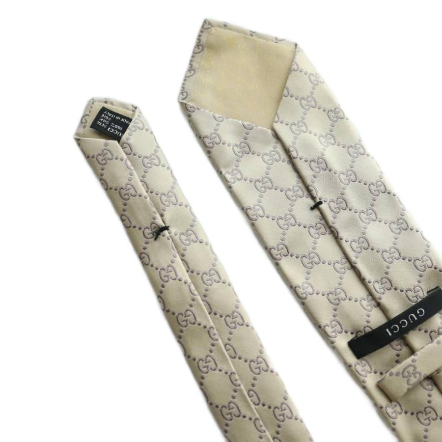 グッチ ネクタイ レギュラータイ GG柄 総柄 シルク ベージュ 紫 パープル GUCCI（グッチ） ネクタイ レギュラータイ GG柄 総柄 シルク ベージュ