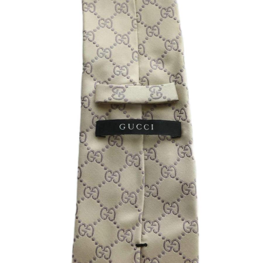 グッチ ネクタイ レギュラータイ GG柄 総柄 シルク ベージュ 紫 パープル GUCCI（グッチ） ネクタイ レギュラータイ GG柄 総柄 シルク ベージュ