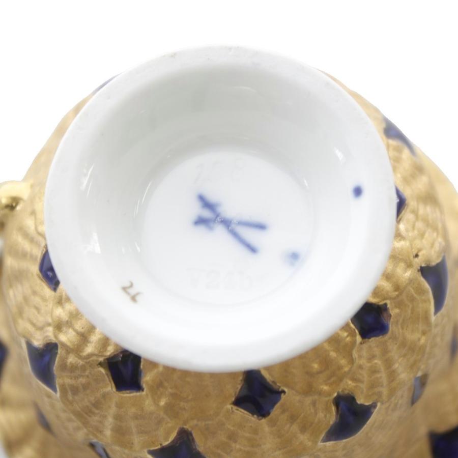 マイセン MEISSEN 限定 ロイテリッツ カップ\u0026ソーサー ティーカップ シェル模様 レリーフ 金彩 ゴールドカラー コバルトブルー 金色 青の画像
