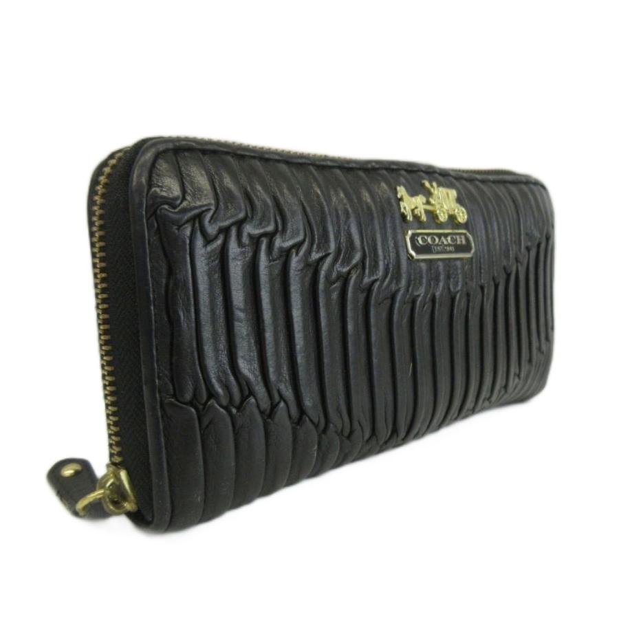 新品】コーチCOACHラウンドファスナー長財布アコーディオン皮革レザーブラック COACH（コーチ） マディソン ギャザードレザー アコーディオンジップ