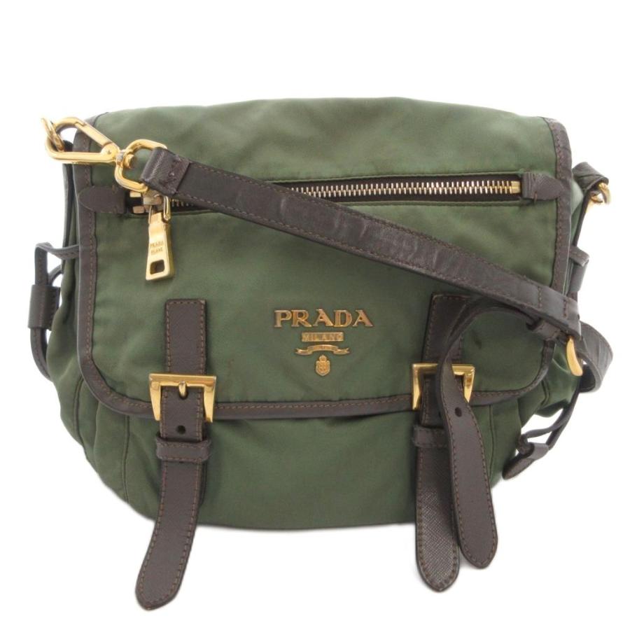 PRADA（プラダ） ショルダーバッグ 斜め掛け ナイロン レザー ロゴ 緑