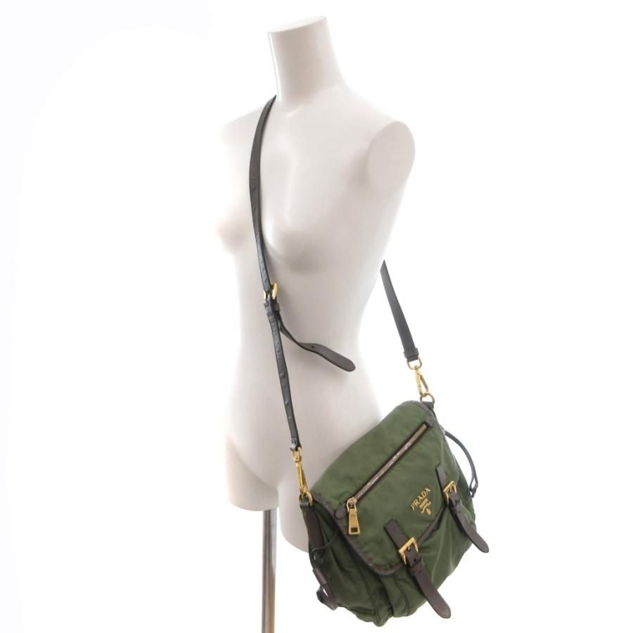PRADA（プラダ） ショルダーバッグ 斜め掛け ナイロン レザー ロゴ 緑