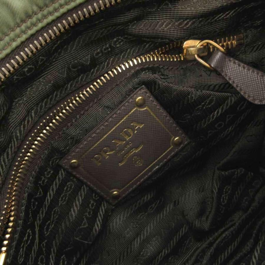 PRADA（プラダ） ショルダーバッグ 斜め掛け ナイロン レザー ロゴ 緑
