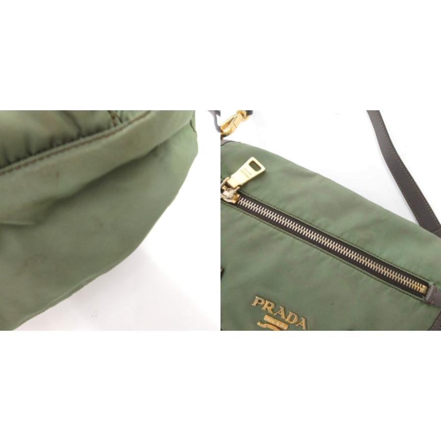 PRADA（プラダ） ショルダーバッグ 斜め掛け ナイロン レザー ロゴ 緑