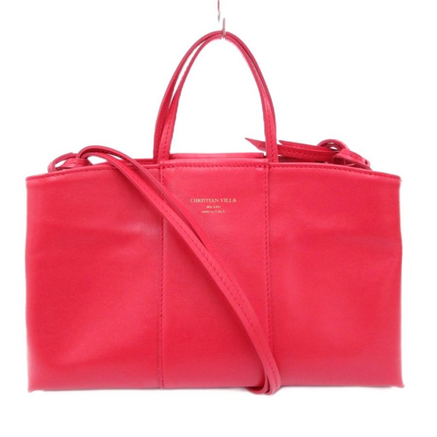 美品CHRISTIAN VILLA ハンドバッグ 2way レザー　ショルダー クリスチャンヴィラ Christian VILLA 2way ハンドバッグ ショルダー