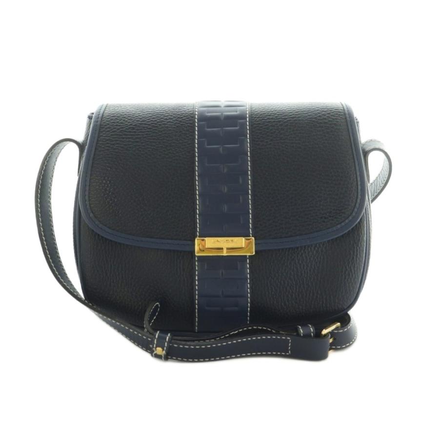 ランセル LANCEL ショルダーバッグ レザー フラップ 紺 /MI □GY18 