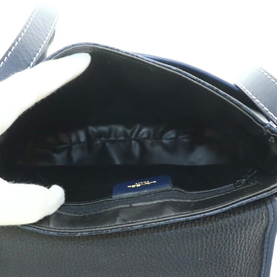 ランセル LANCEL ショルダーバッグ レザー フラップ 紺 /MI □GY18