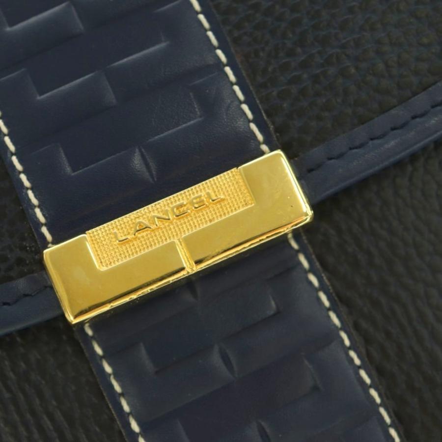 ランセル ショルダーバッグ レザー フラップ 紺 /MI ■GY18 ランセル LANCEL ショルダーバッグ レザー フラップ 紺 /MI □GY18