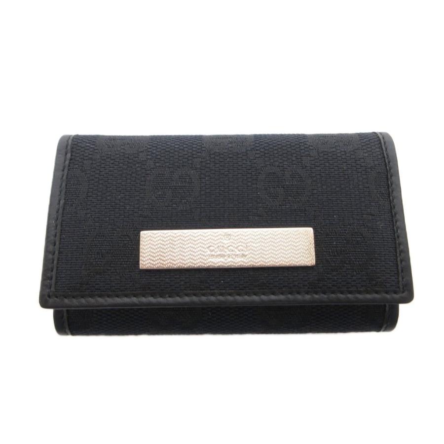 GUCCI ブラックレザー　6連キーケース　GG柄 GUCCI（グッチ） キーケース 6連 GG柄 キャンバス レザー ロゴプレート