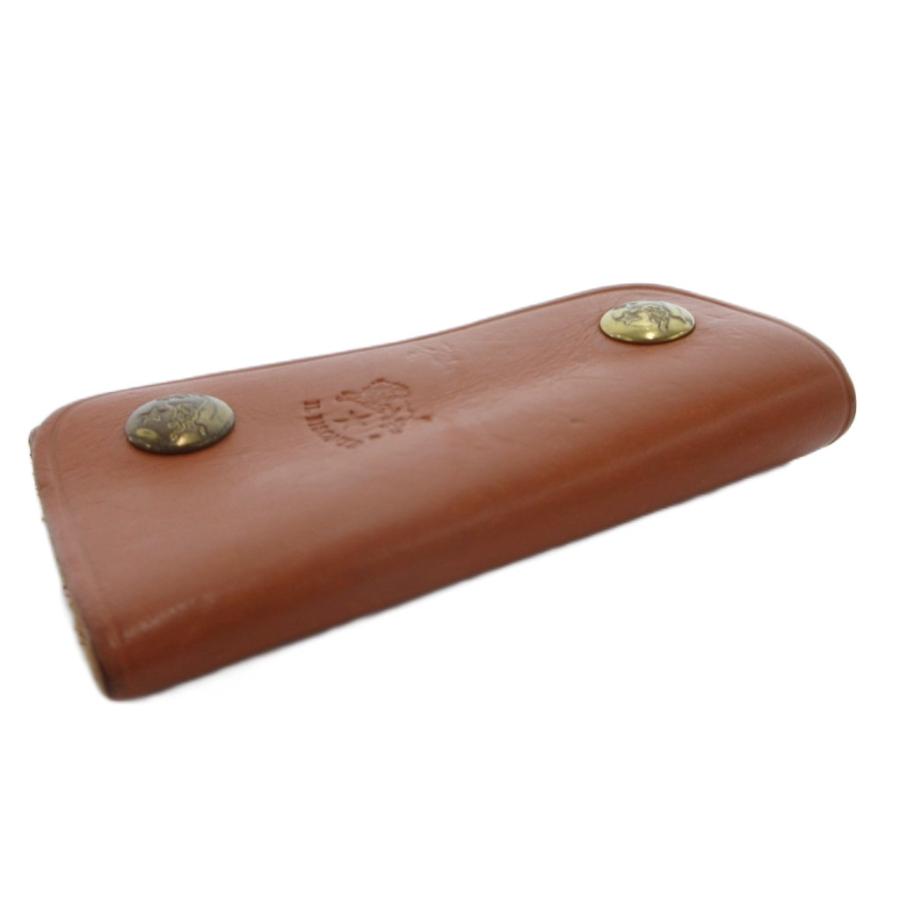 IL BISONTE（イルビゾンテ） キーケース レザー ロゴ 型押し 4連 茶