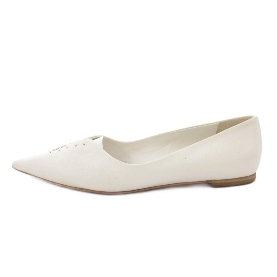 ジルサンダー JIL SANDER パンプス シューズ ポインテッドトゥ レースアップ 38.5 白 ホワイト /FF ■GY18 レディース_1
