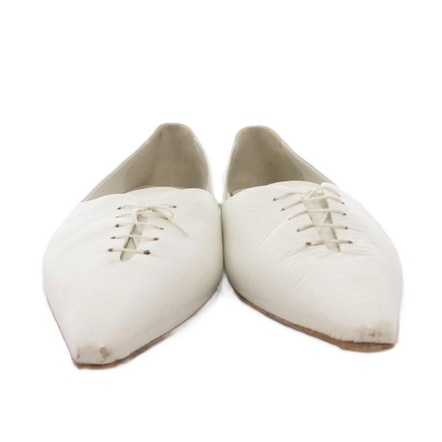 新品未使用　JIL SANDER ホワイト　レザーシューズ　ポインテッドトゥ ジルサンダー JIL SANDER パンプス シューズ ポインテッドトゥ レース