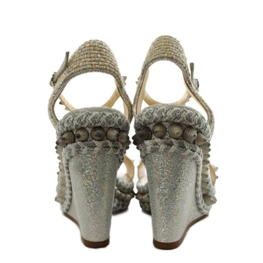 新品Christian Louboutin シルバーウェッジサンダル 37 Christian Louboutin（クリスチャンルブタン） サンダル ストラップ