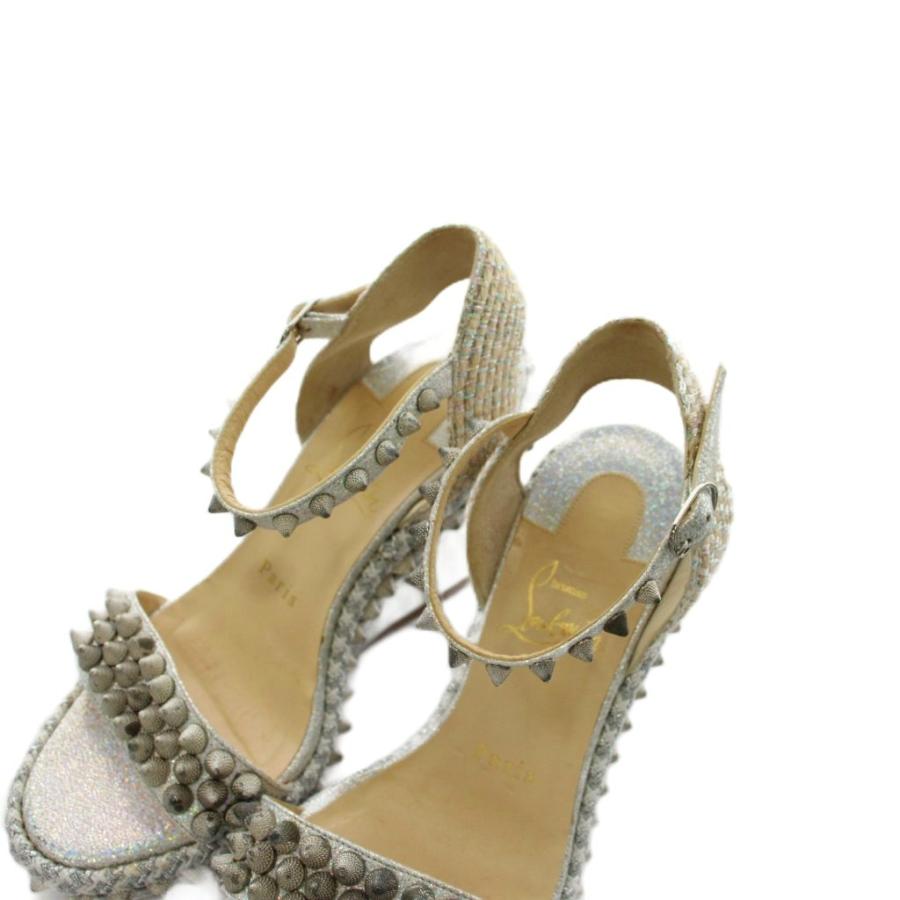 新品Christian Louboutin シルバーウェッジサンダル 37 Christian Louboutin（クリスチャンルブタン） サンダル ストラップ