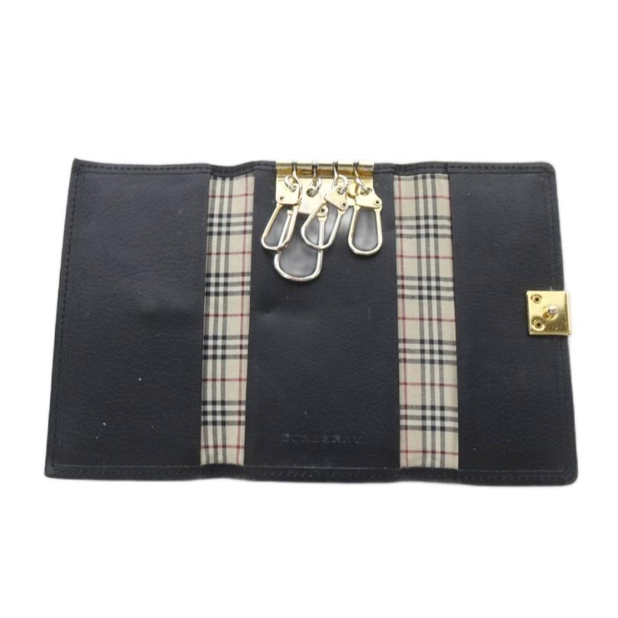 新品未使用　バーバリー　キーケース　4連　レザー　ノバチェック　黒　ブラック BURBERRY（バーバリー） キーケース レザー 4連 ノバチェック 三つ折り
