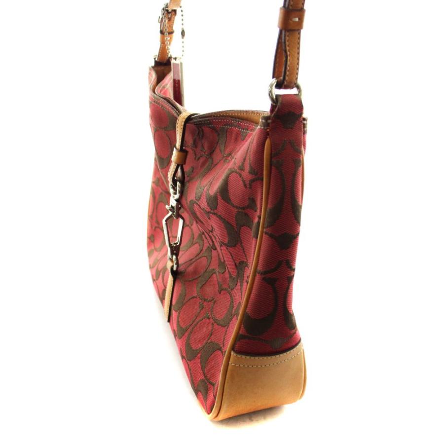 【美品】COACH コーチ シグネチャー ショルダーバッグ 6091 レッド系 COACH（コーチ） シグネチャー ショルダーバッグ ハンドバッグ