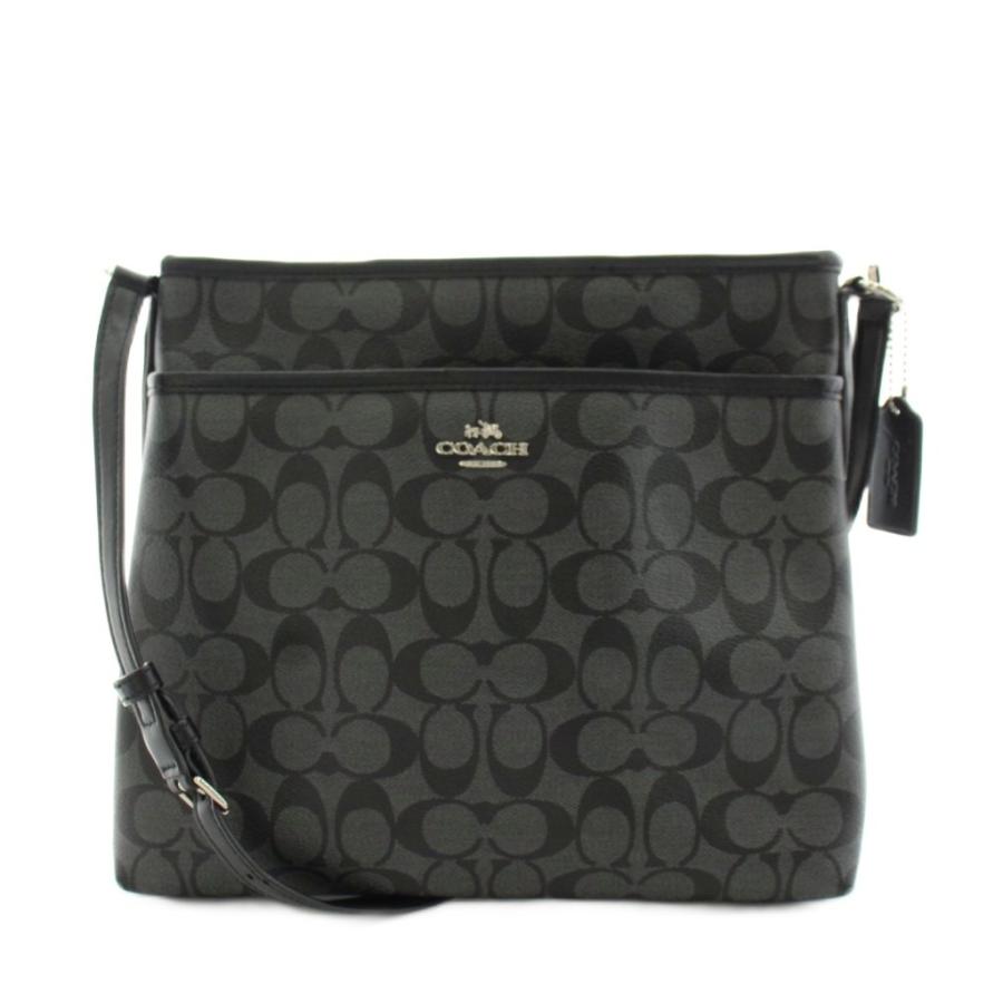 COACH（コーチ） シグネチャー ショルダーバッグ ロゴ PVC レザー 黒 
