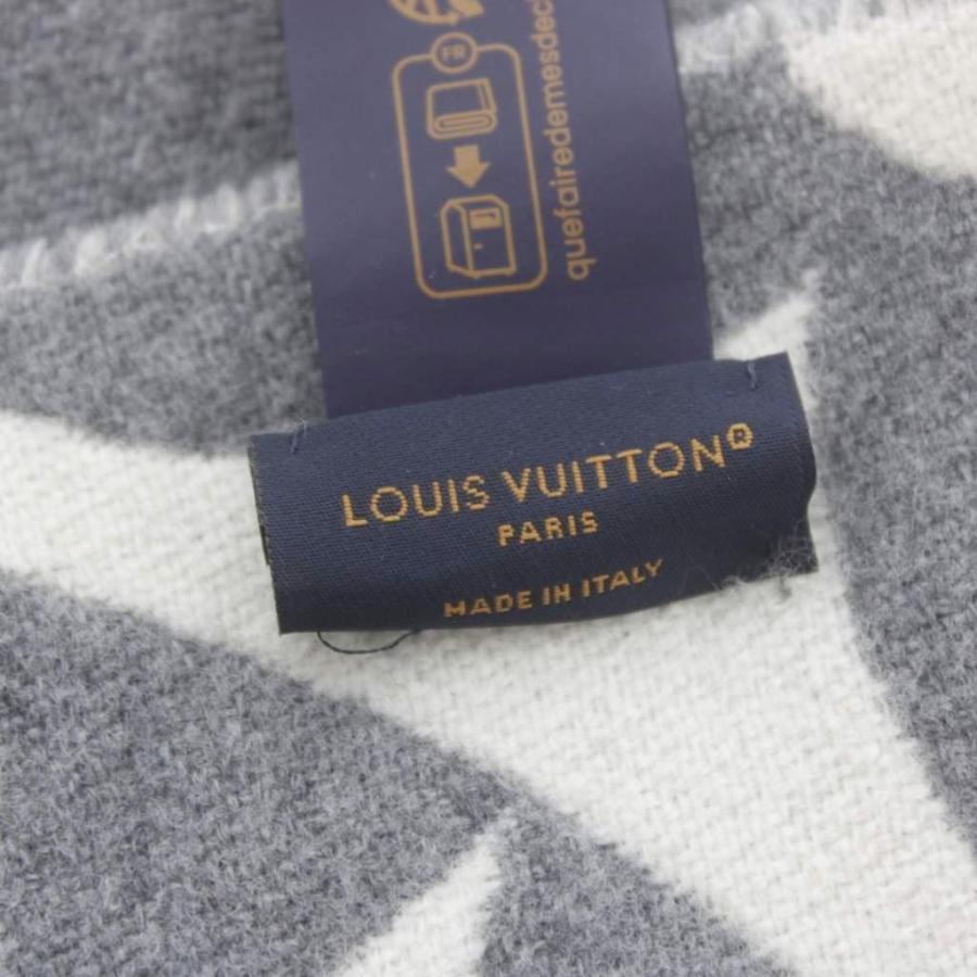 ルイヴィトン LOUIS VUITTON マフラー・LV メダリオン マフラー ウール フリンジ モノグラム フラワー グレー 白 M92857 /MW_2